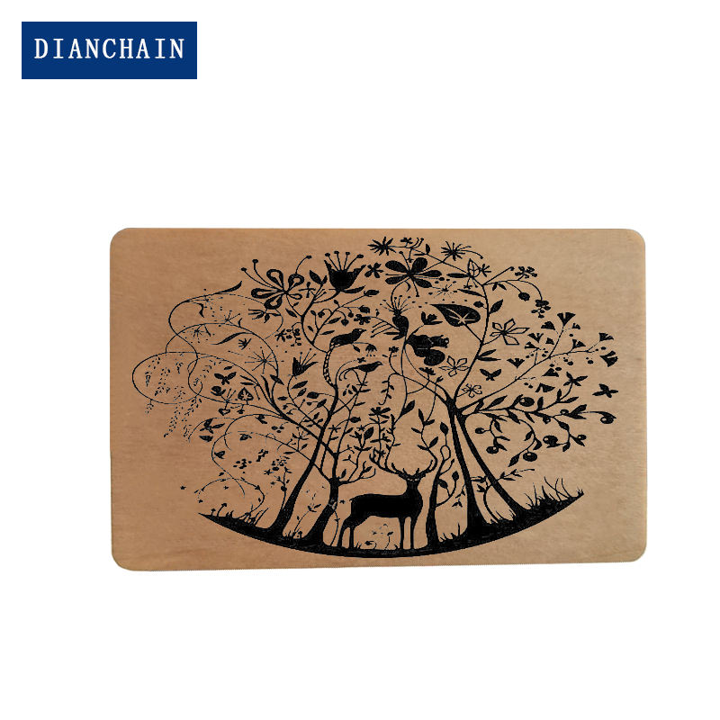 Customized Eco-friendly Standard Size RFID Personality Laser Cut Wood Cards NFC Smart Bamboo Key Card