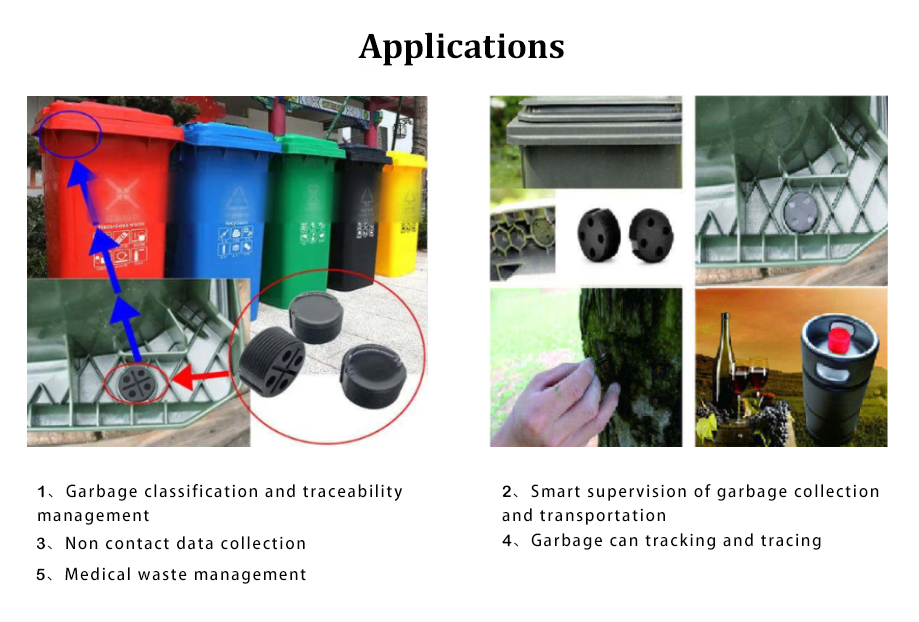Custom Garbage Bin Classification Dia30mm Waste Management Waterproof and Heat-resistant NFC Tag TK4100 Chip